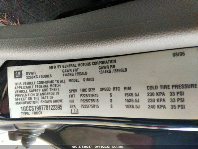 2007 CHEVROLET COLORADO LS VIN: 1GCCS199778122395