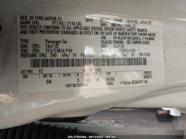 1FADP3K20EL119496 Ford FOCUS SE