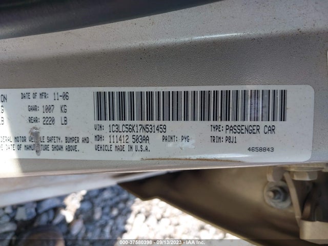 2007 CHRYSLER SEBRING SDN VIN: 1C3LC56K17N531459