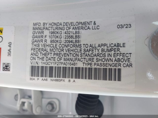 1HGCY1F27PA016481 Honda Accord Sedan Lx