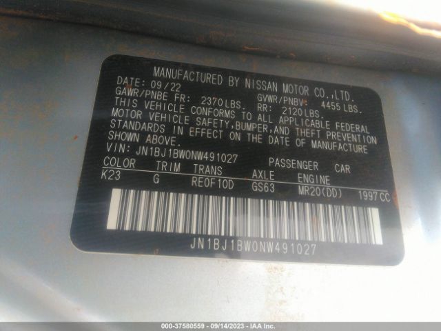 JN1BJ1BW0NW491027 Nissan Rogue Sport Sv