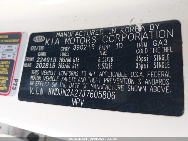 KIA Soul Base 2018 KNDJN2A27J7605806 Image 9