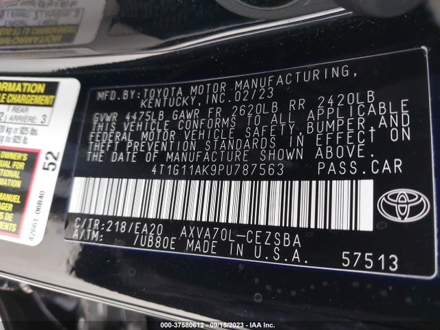 Toyota CAMRY SE 2023 4T1G11AK9PU787563 Image 9