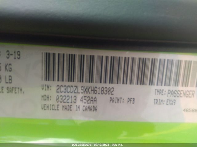 2C3CDZL9XKH618302 Dodge Challenger
