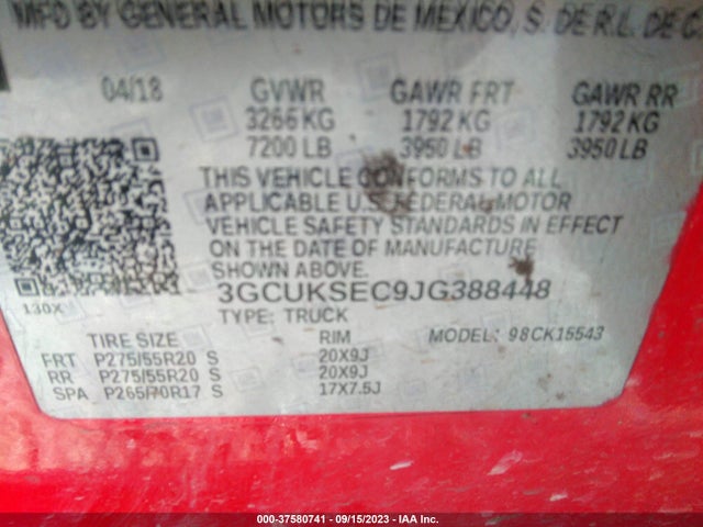 Chevrolet Silverado 1500 1lz 2018 3GCUKSEC9JG388448 Image 9