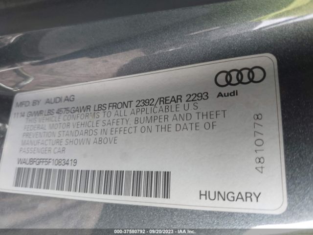 Audi S3/a3 2.0t Premium 2015 WAUBFGFF5F1083419 Image 9