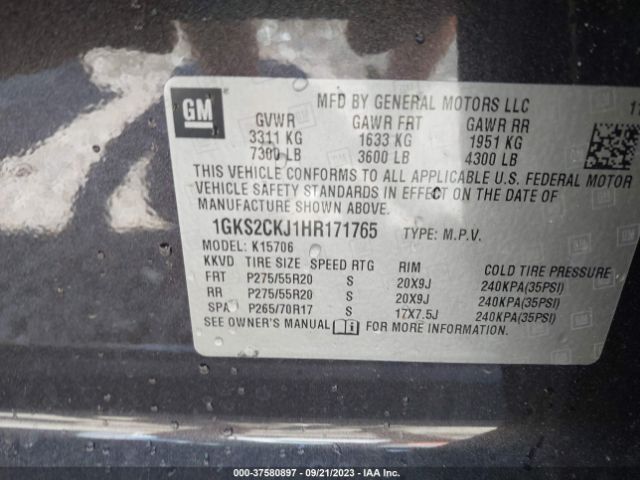 1GKS2CKJ1HR171765 GMC YUKON DENALI