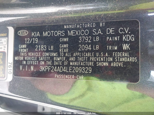 2020 KIA FORTE LXS VIN: 3KPF24AD4LE209329