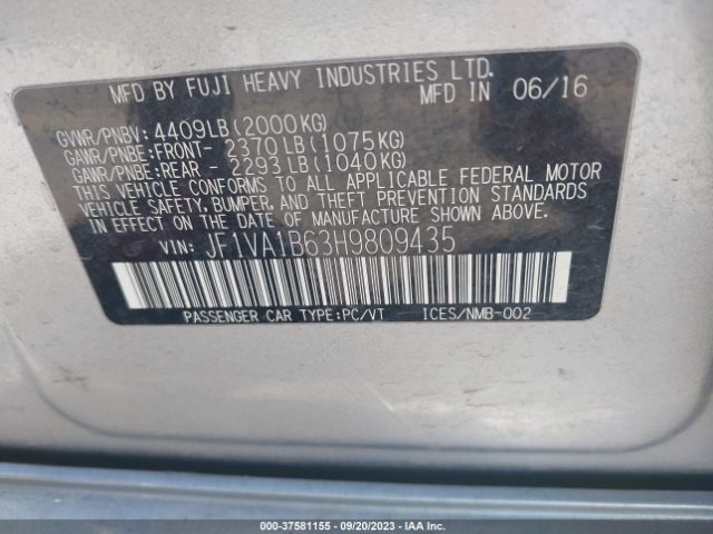 JF1VA1B63H9809435 Subaru WRX