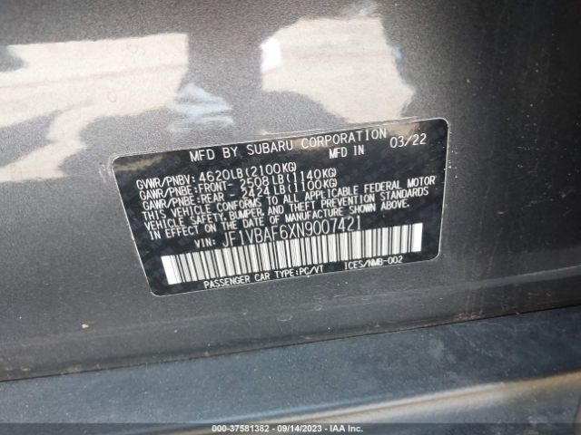 JF1VBAF6XN9007421 Subaru Wrx Premium