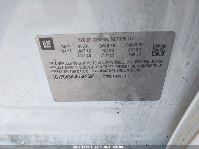 Chevrolet Cruze 1lt 2014 1G1PC5SB0E7369630 Image 9