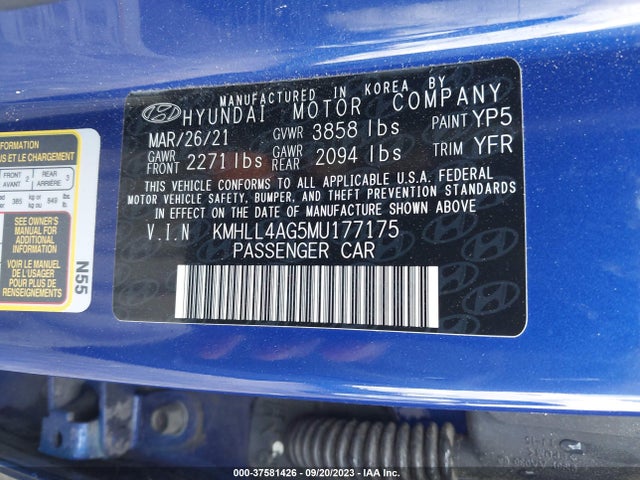 2021 HYUNDAI ELANTRA SE VIN: KMHLL4AG5MU177175