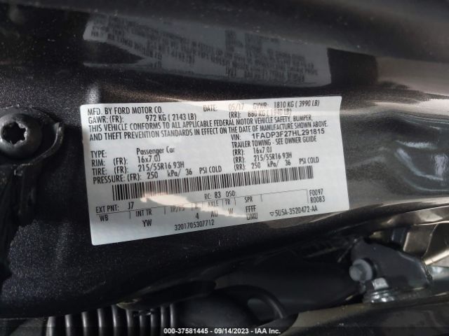 1FADP3F27HL291815 Ford FOCUS SE