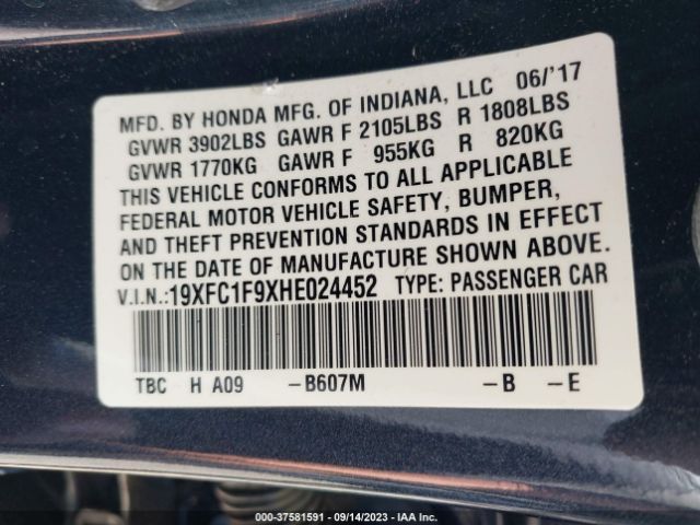 19XFC1F9XHE024452 Honda Civic Sedan Touring