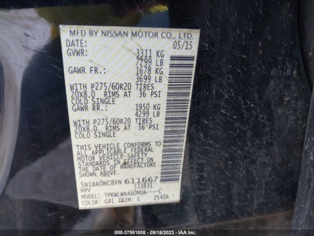 5N1BA0NC8FN611667 Nissan Armada Platinum