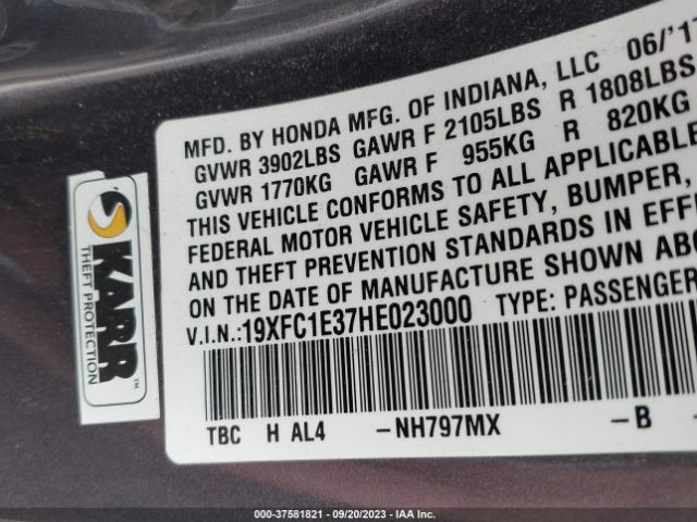 19XFC1E37HE023000 Honda Civic Sedan Ex-t