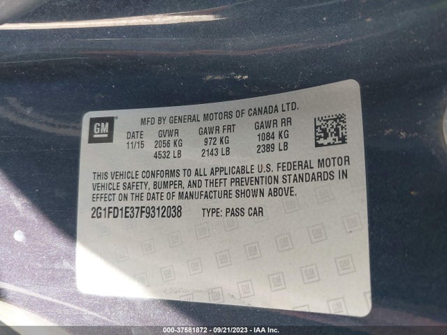 Chevrolet CAMARO LT 2015 2G1FD1E37F9312038 Image 9
