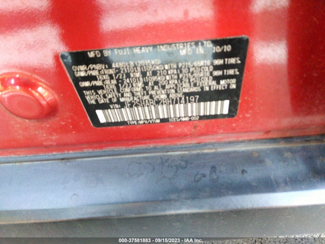 2011 SUBARU FORESTER 2.5X VIN: JF2SHABC2BH714197