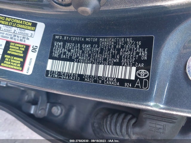 Toyota Corolla L/le/s/s Plus/le Plus 2016 2T1BURHE7GC720610 Image 9