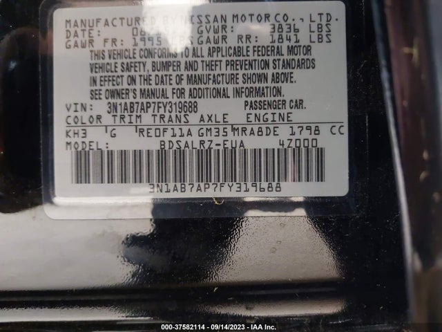 Nissan SENTRA SR 2015 3N1AB7AP7FY319688 Image 9