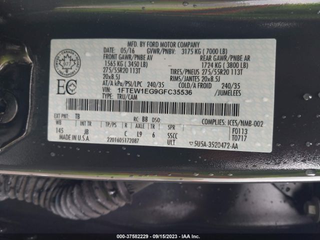 1FTEW1EG9GFC35536 Ford F-150 Xlt