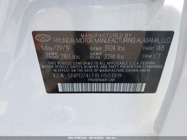 2020 HYUNDAI ELANTRA 5NPD74LF8LH503819 Photo 8