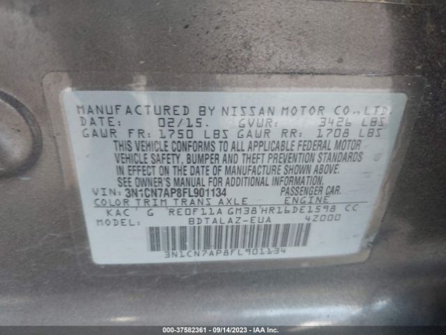 3N1CN7AP8FL901134 Nissan Versa S Plus