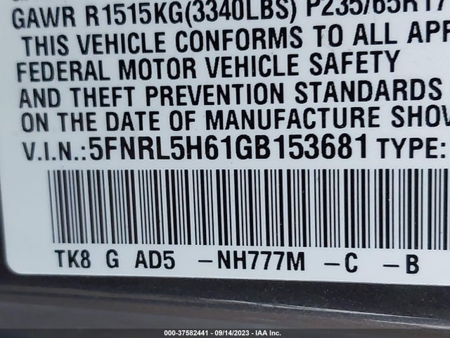 Honda Odyssey Ex-l 2016 5FNRL5H61GB153681 Image 9