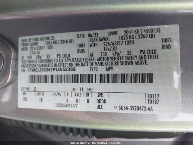 1FMCU9GN1PUA52369 Ford Escape Active