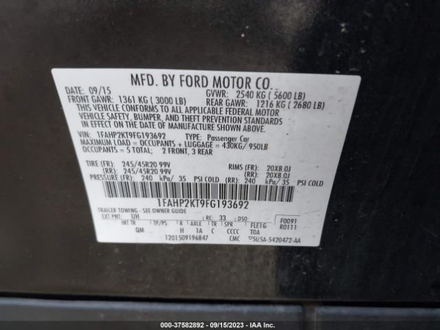 1FAHP2KT9FG193692 Ford TAURUS SHO