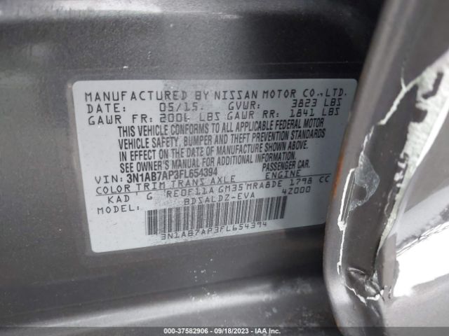3N1AB7AP3FL654394 Nissan Sentra Sr/sl/s/sv/fe+ S