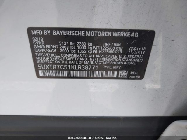 5UXTR7C51KLR38771 BMW X3 Sdrive30i