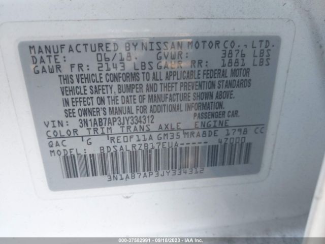 3N1AB7AP3JY334312 Nissan SENTRA SR