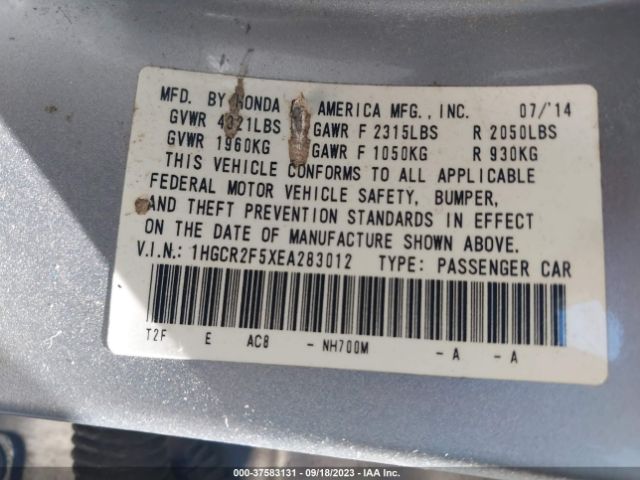 1HGCR2F5XEA283012 Honda Accord Sedan Sport
