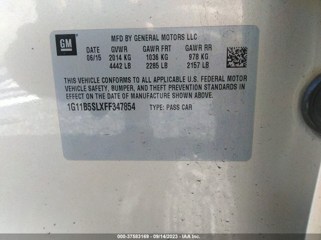 Chevrolet MALIBU LS 2015 1G11B5SLXFF347854 Image 9