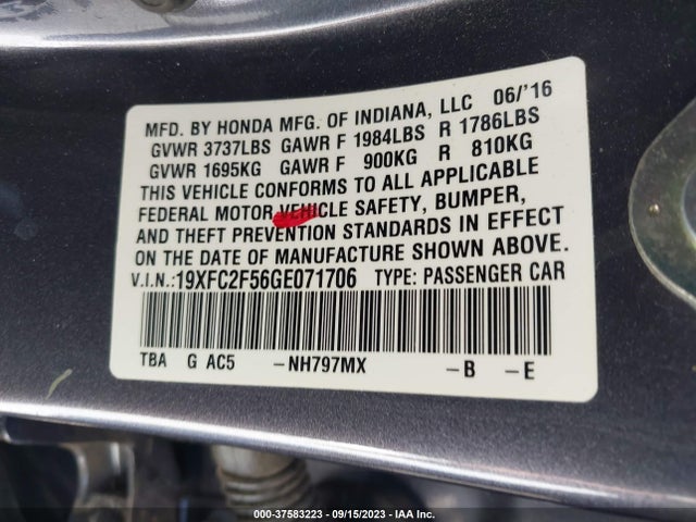 Honda Civic Sedan Lx 2016 19XFC2F56GE071706 Image 9