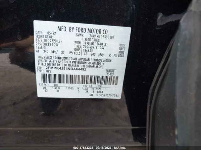 2FMPK4J94NBA64492 Ford Edge Sel/st-line