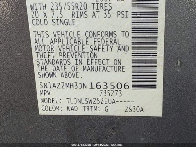5N1AZ2MH3JN163506 Nissan Murano Platinum