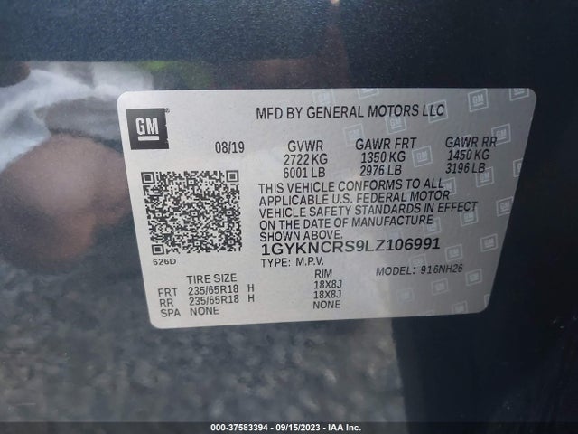 1GYKNCRS9LZ106991 Cadillac Xt5 Premium Luxury Fwd