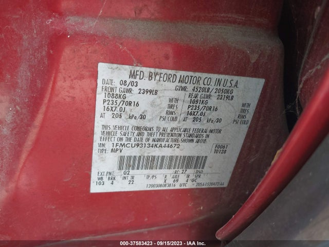 2004 FORD ESCAPE XLT VIN: 1FMCU93134KA44672