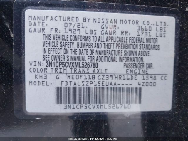 3N1CP5CVXML526760 Nissan KICKS SV