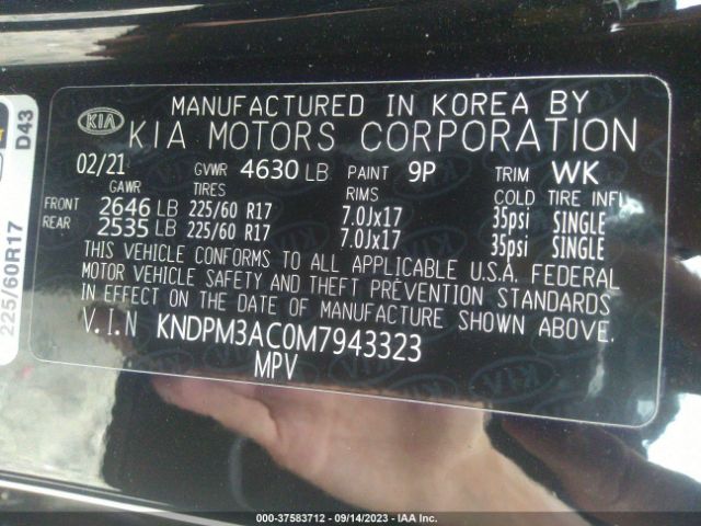 KNDPM3AC0M7943323 KIA Sportage Lx