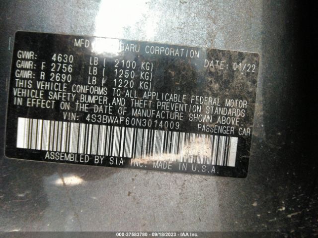 4S3BWAF60N3014009 Subaru Legacy Premium