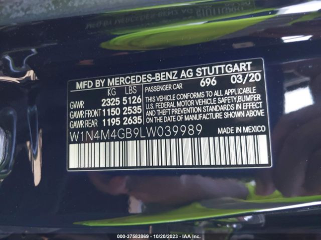 W1N4M4GB9LW039989 Mercedes-Benz Glb Glb 250