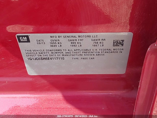 Chevrolet SONIC LT 2014 1G1JC6SH6E4117110 Image 9