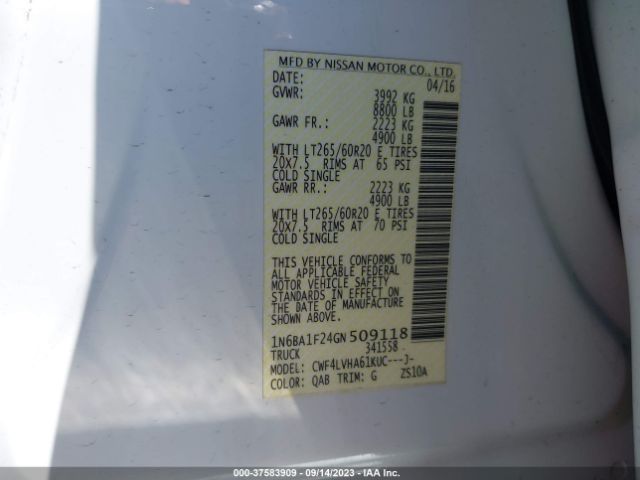 1N6BA1F24GN509118 Nissan Titan Xd Sl