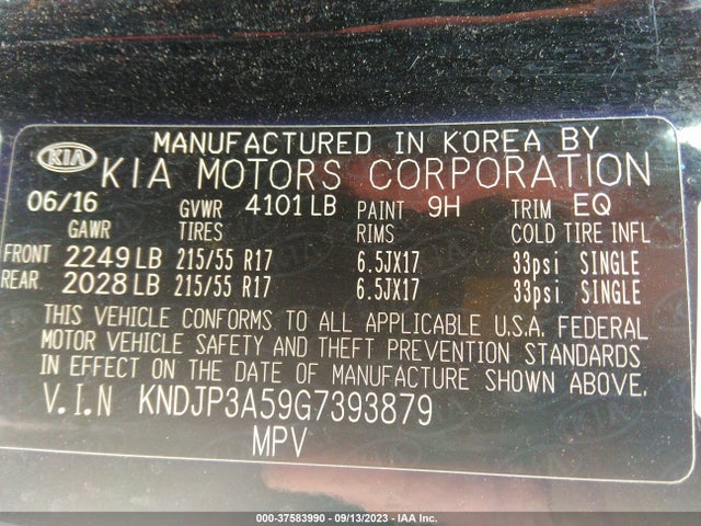 KIA SOUL + 2016 KNDJP3A59G7393879 Image 10