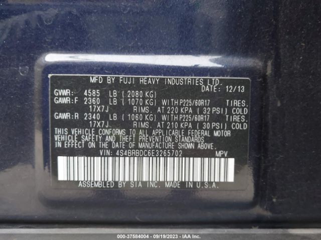 4S4BRBDC6E3265702 Subaru Outback 2.5i Premium