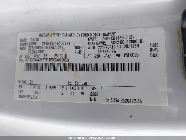2018 Ford F-450, VIN: 1FD0X4HT5JEC49069