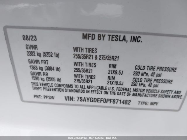 7SAYGDEF0PF871482 Tesla Model Y Performance